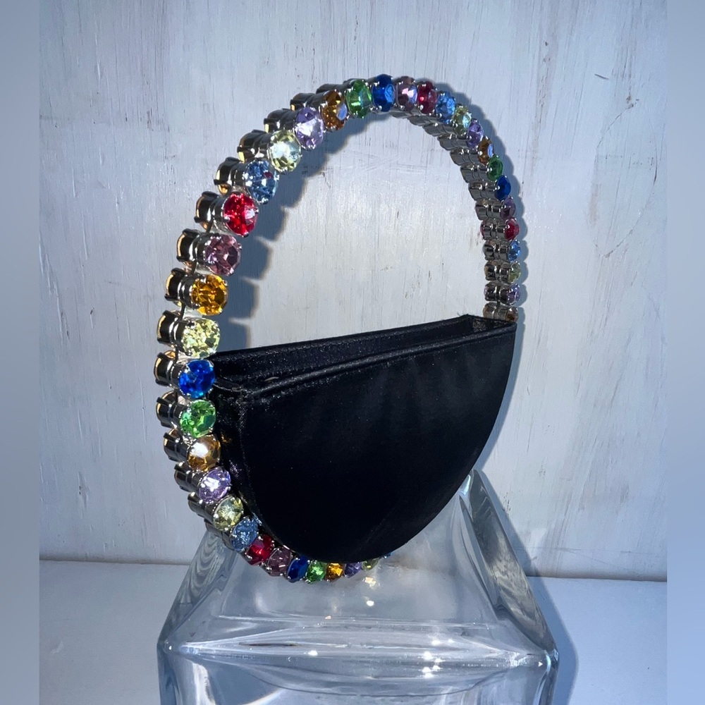 L’ALIGNI Eternity Rainbow Crystal Top Handle Bag-Black Rainbow - Picture 4 of 15